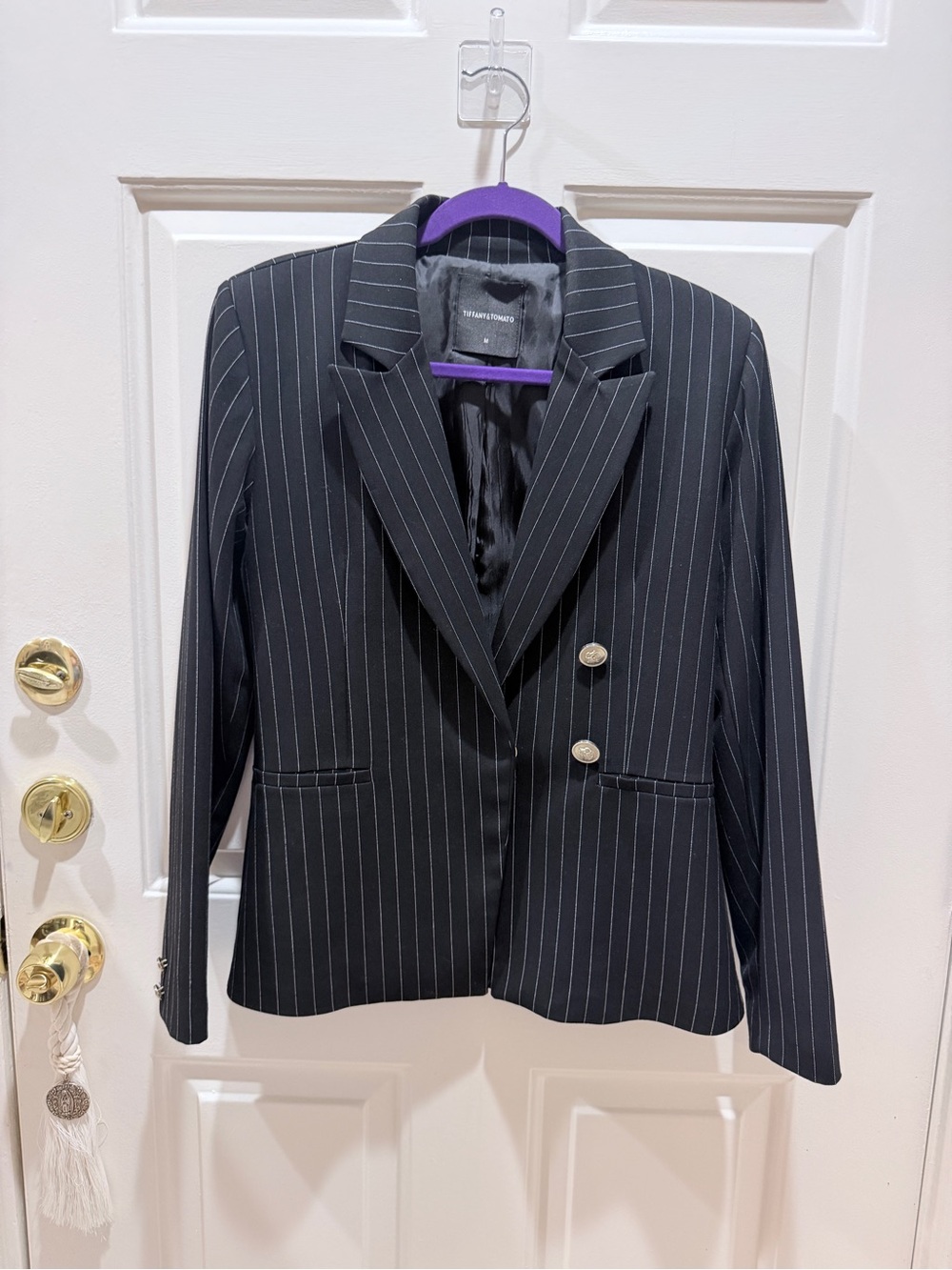 Pinstripe Double-Button Blazer - Black by Stradivarius